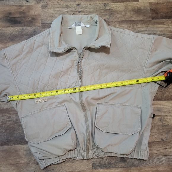 Vintage Columbia Beige Cargo Quilted-Print Baggy Double Zip-Up Jacket Size XXL - Picture 6 of 7